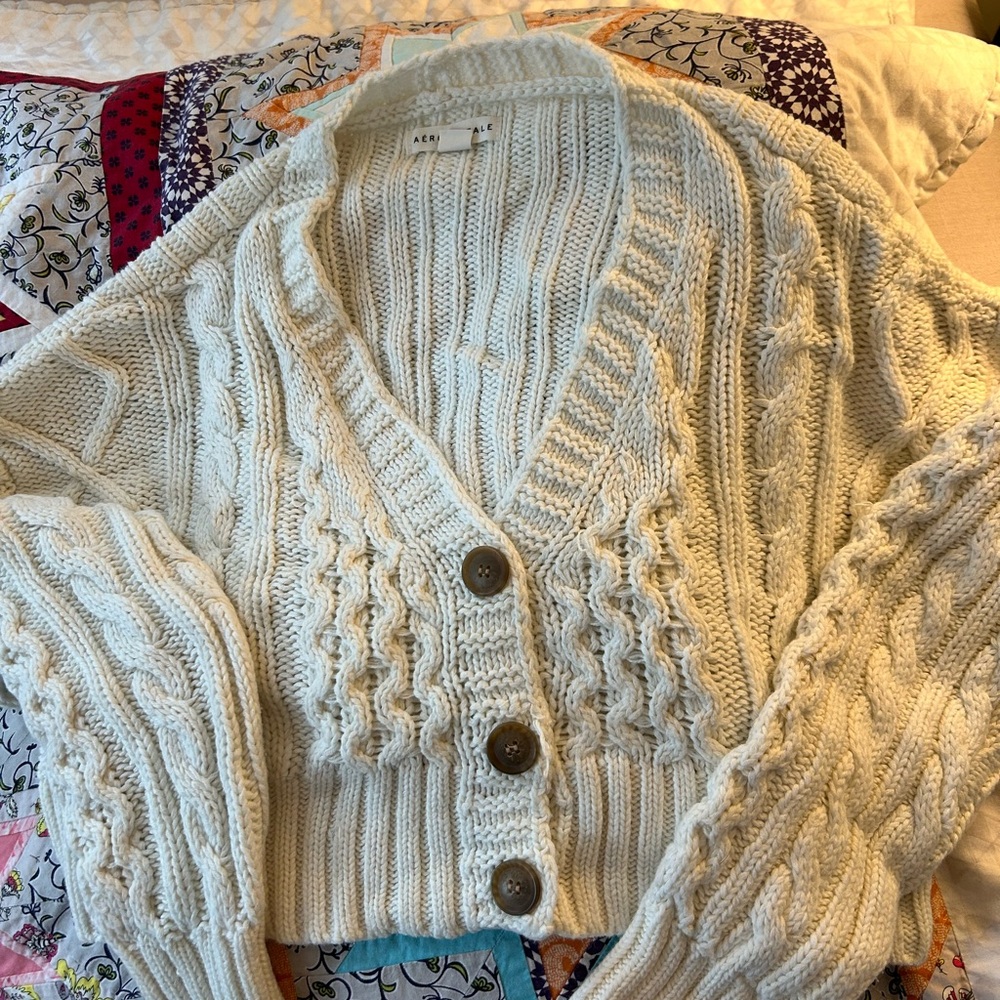 Size small Aeropostale button cardigan, cream, color shorter length